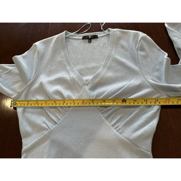 NWT 7 For All Mankind Baby Blue Long Sleeve Bodysuit Womens Size Small - Picture 8 of 9